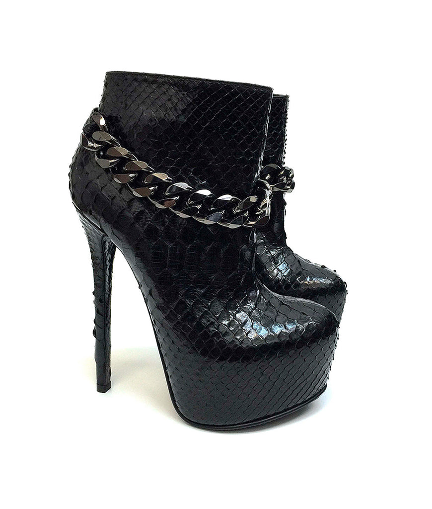 Atroz 150 Black Python · Charlotte Luxury Boots · Luxury High Heel Boots · Yarose Shulzhenko · Custom Made · Made to measure · Luxury High Heel Ankle Boots  · Boots

