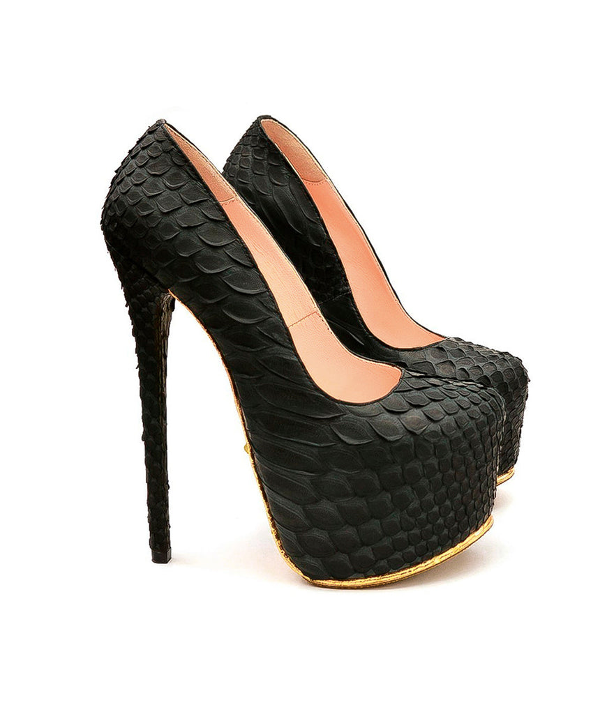 Uda 150 Black Python · Charlotte Luxury Shoes · Luxury High Heel Platform Shoes · Yarose Shulzhenko · Custom Made · Made to measure · Luxury High Heel Shoes · Shoes