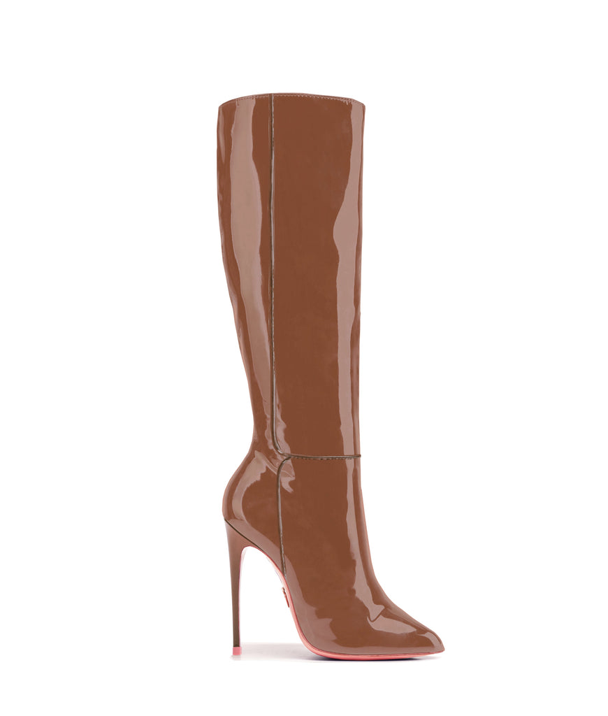 Hydor Brown Patent · High Heels Boots · Charlotte Luxury · Ada de Angela Boots · Luxury High Heels Boots · Luxury Boots · Knee High Boots · Stiletto · Leather Boots