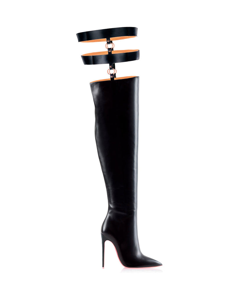 Tabit  Black · Charlotte Luxury High Heels Boots · Ada de Angela Shoes · High Heels Boots · Luxury Boots · Over Knee High Boots · Stiletto · Leather Boots Crotch Thigh Strap Boots