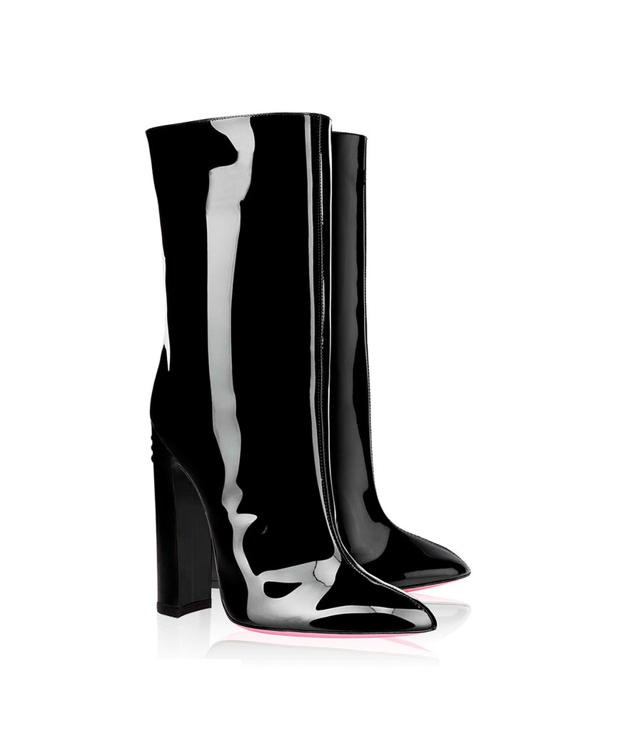 Eniff Black Patent  · Ada de Angela High Heels Boots · Ada de Angela Shoes · High Heels Boots · Luxury Boots · Knee High Boots · Stiletto · Leather Boots