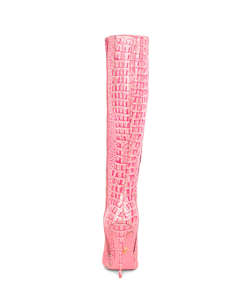 Hydor Pink Gator · Ada de Angela High Heels Boots · Custom Made · Ada de Angela Boots · Luxury High Heels Boots · Luxury Boots · Knee High Boots · Stiletto · Leather Boots