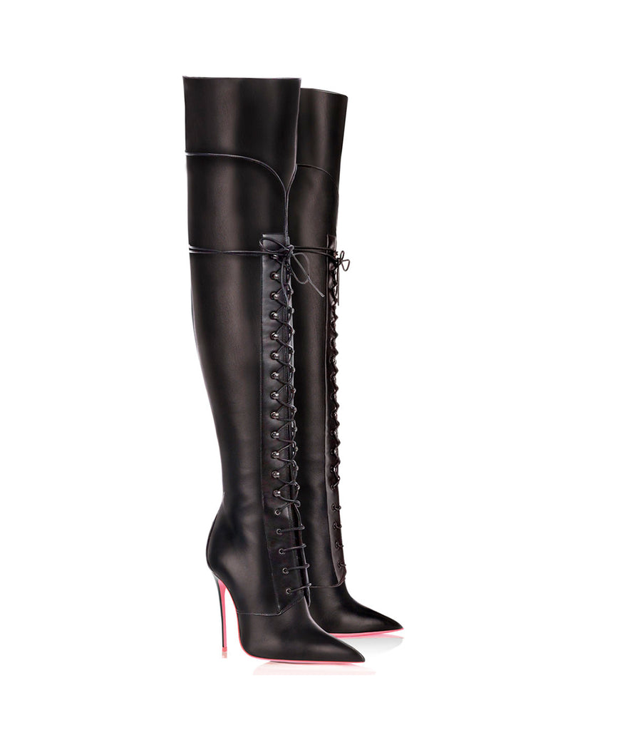 Sabika Black  · Ada de Angela High Heels Boots · Custom Made Boots  · High Heels Boots · Luxury Boots · Over Knee Boots · Stiletto · Leather Boots