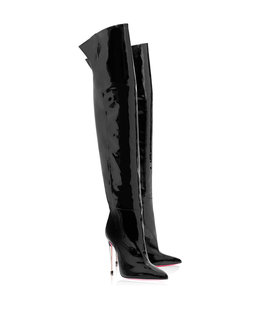 Wezen Black Patent · Ada de Angela High Heels Boots · Custom Made Boots  · High Heels Boots · Luxury Boots · Over Knee Boots · Stiletto · Leather Boots